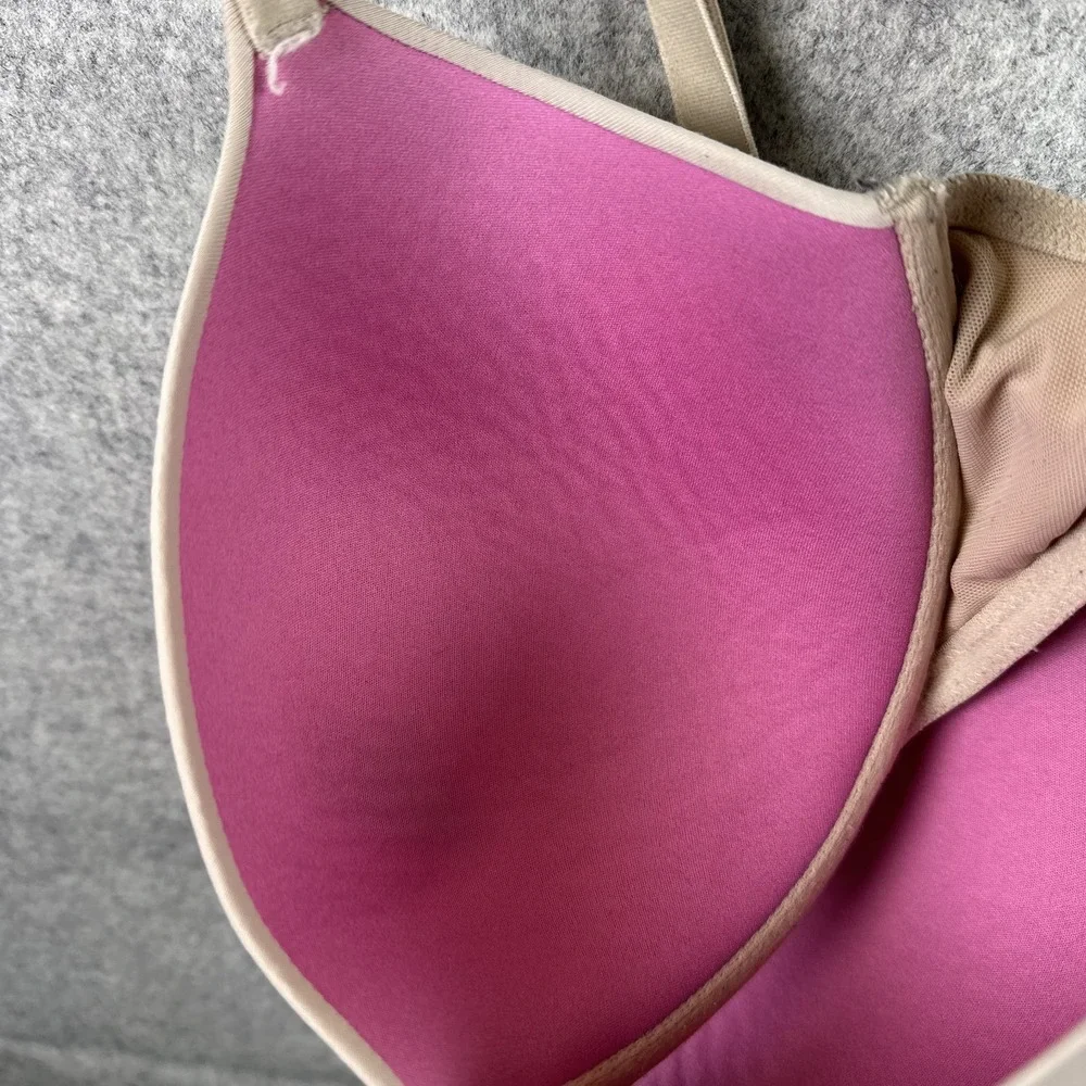 PINK Bra‎ Beige 34DD Everywhere T-Shirt Lightly Lined Underwire Criss Cross